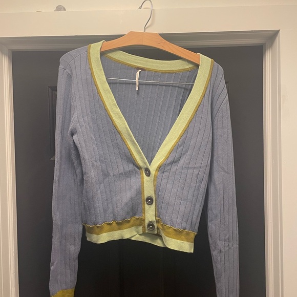 Free People Sweaters - Free People Blue and Yellow Cardigan